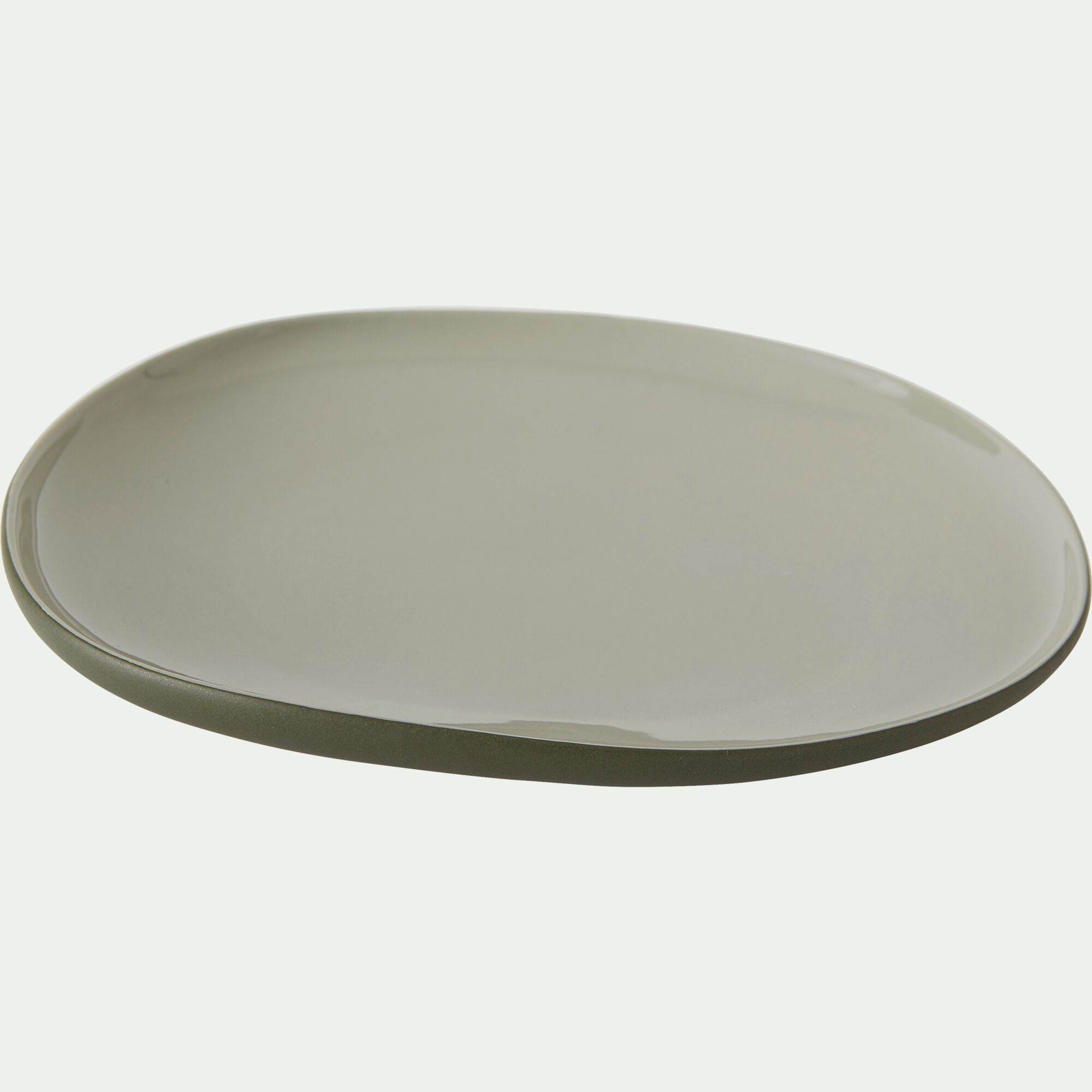 KYMA - Assiette à dessert en grès D21cm - vert olivier