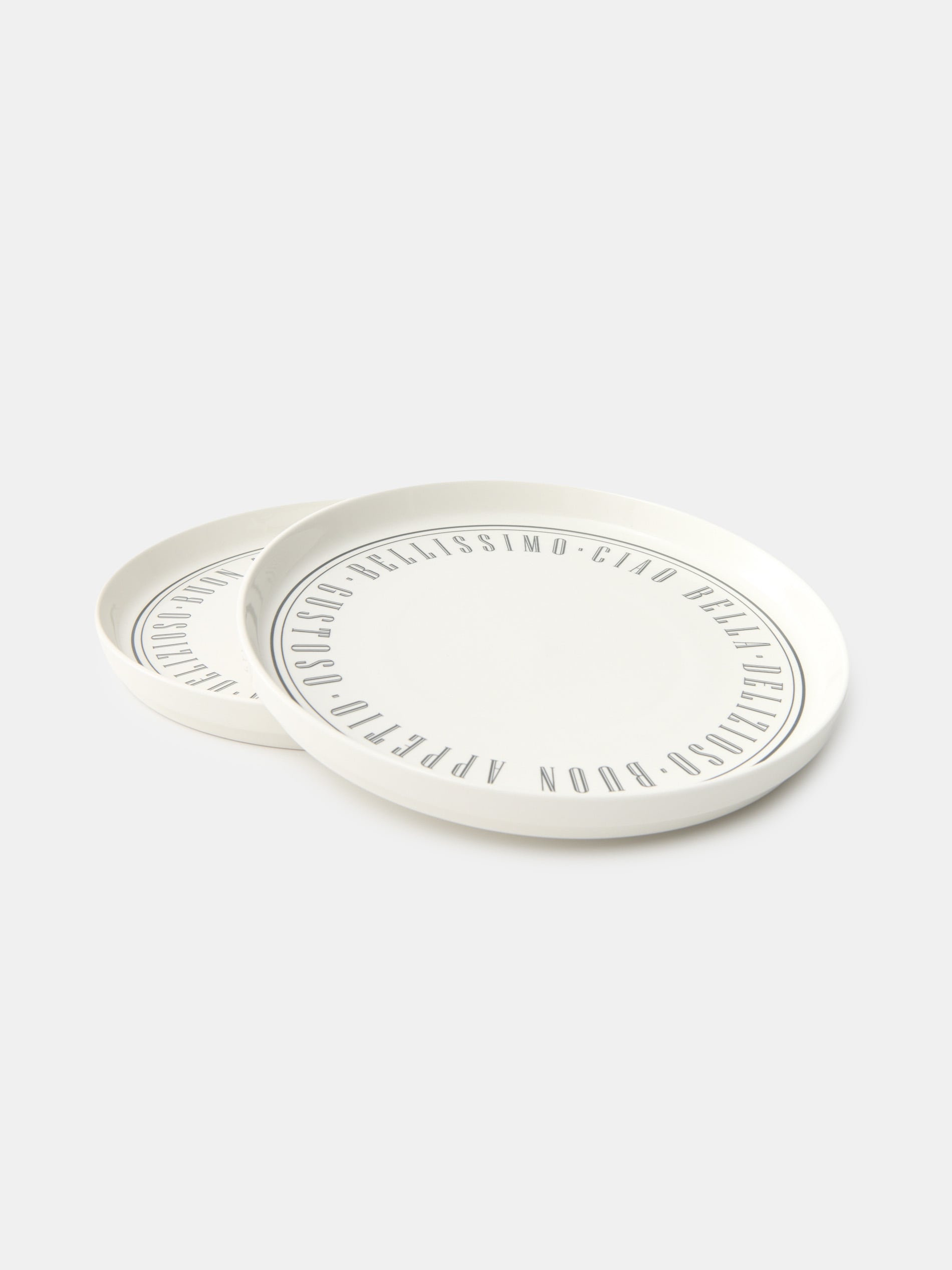 Ceramiczne talerze z napisem 2 pack