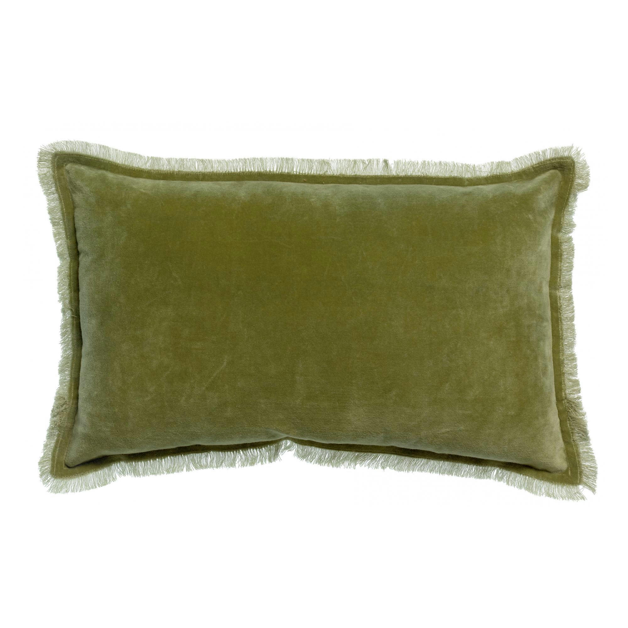 FARA - Coussin uni  en coton olive 30 x 50