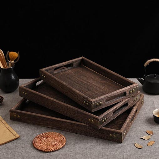 SOGA Walnut Rectangle Serving Tray Small