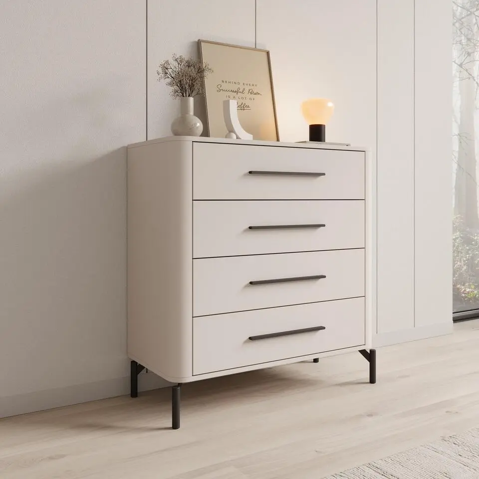 Meubella - Sorello - Ladekast met 4 lades - Beige - 90x40x94 cm