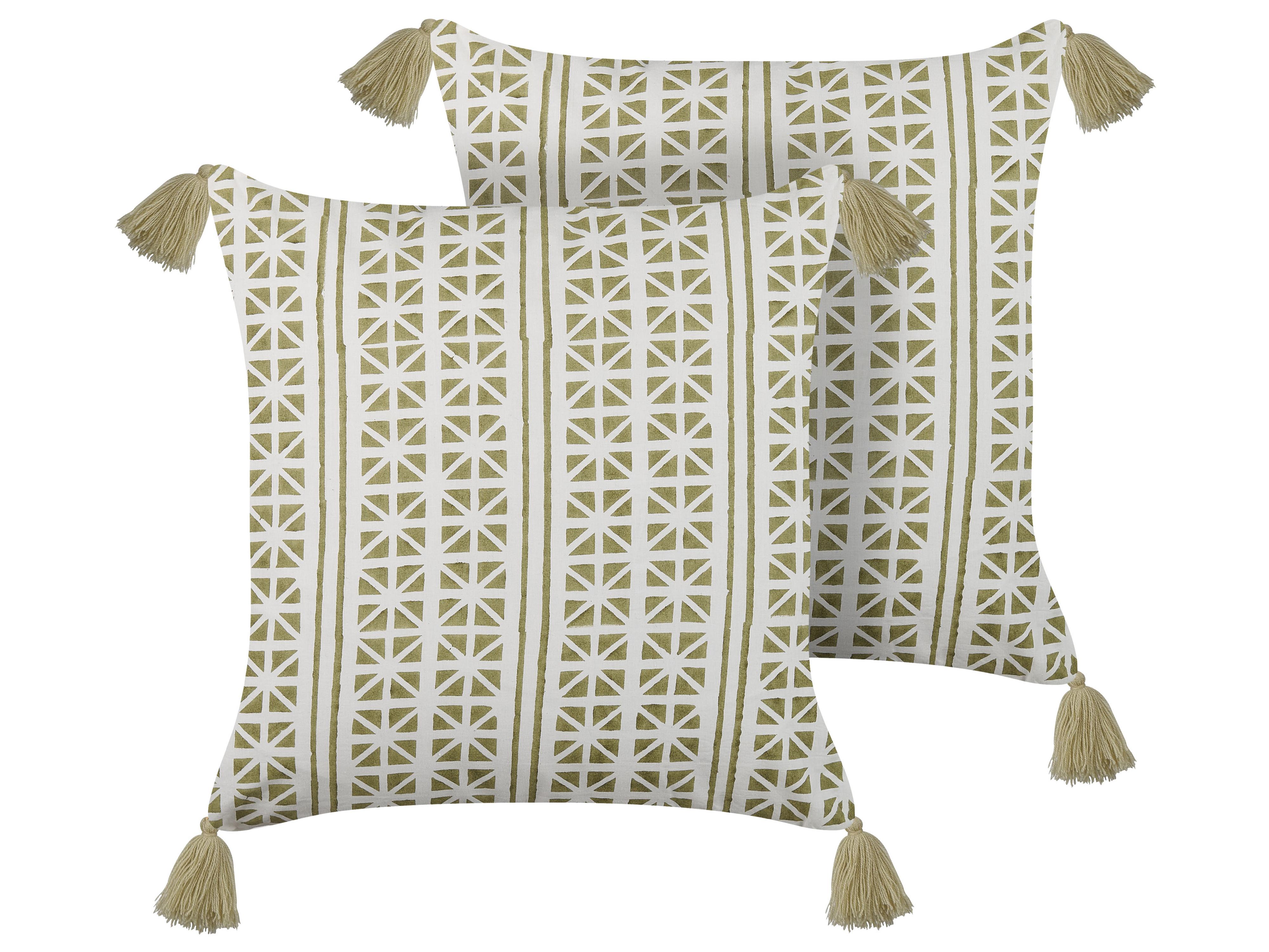 Throw Cushion SYRINGA Cotton 45 x 45 cm Green Geometric Pattern