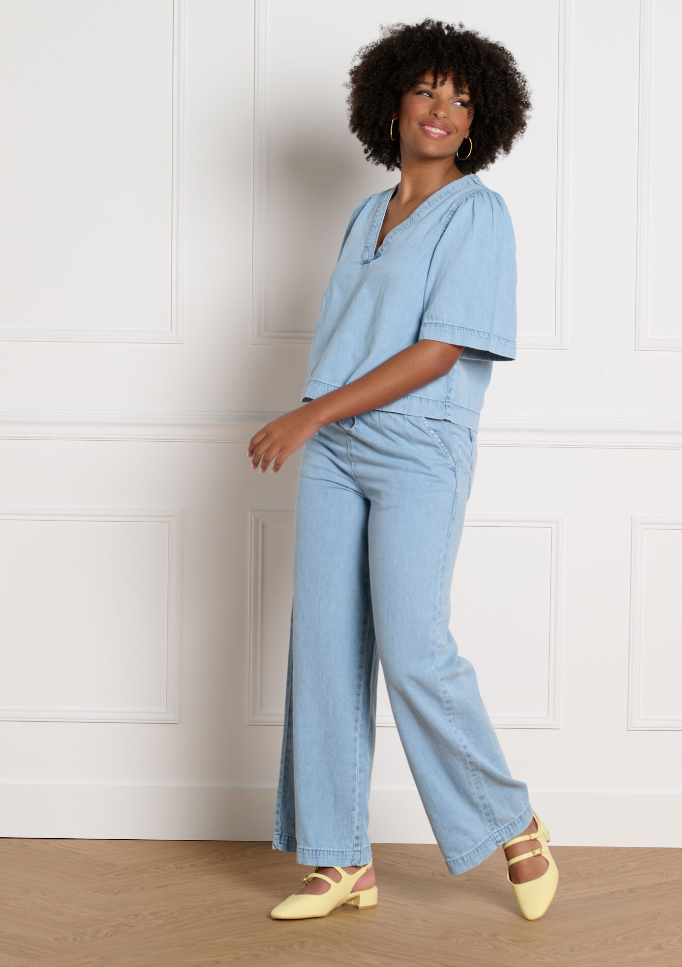 Wijde denim jogger broek