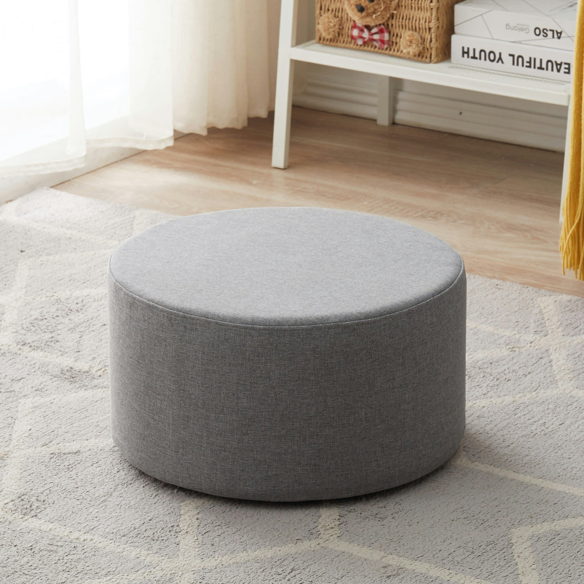 ENJOYRELAX - Repose-pieds pouf bas 45x45x25 cm en tissu gris