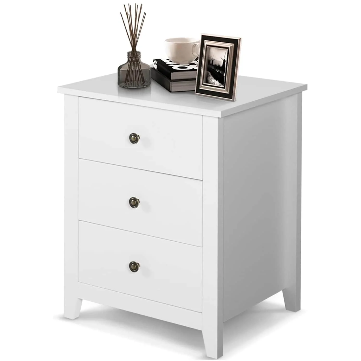Nightstand with 2/3 Drawers for Bedroom White