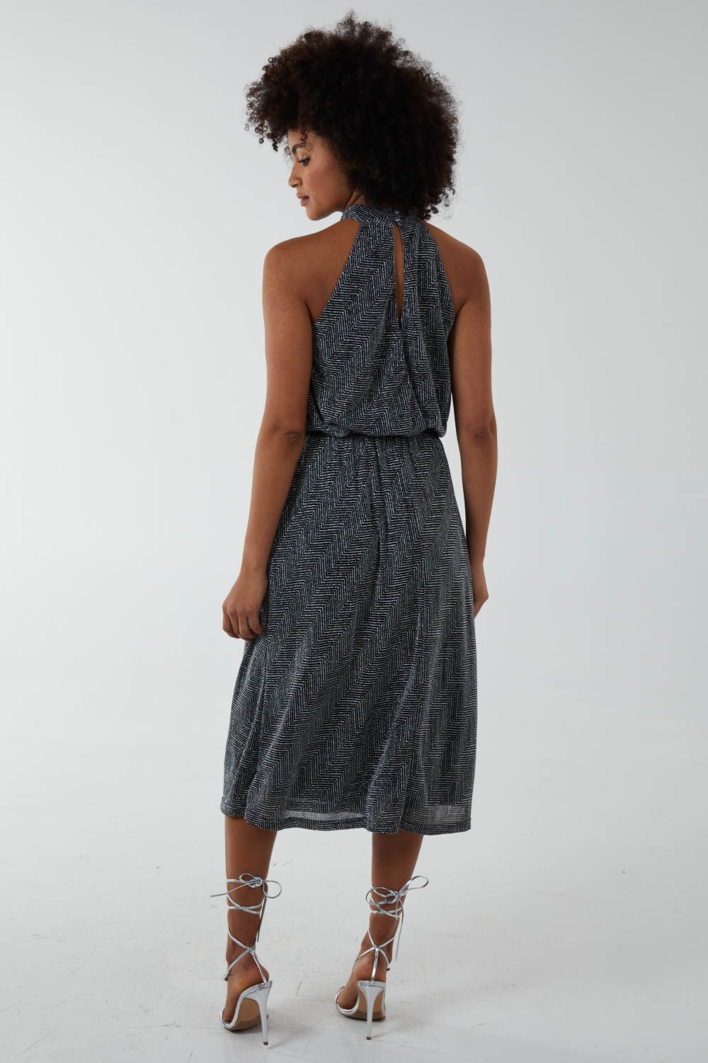 Blue Vanilla Blouson Elasticated Halter Midi Dress