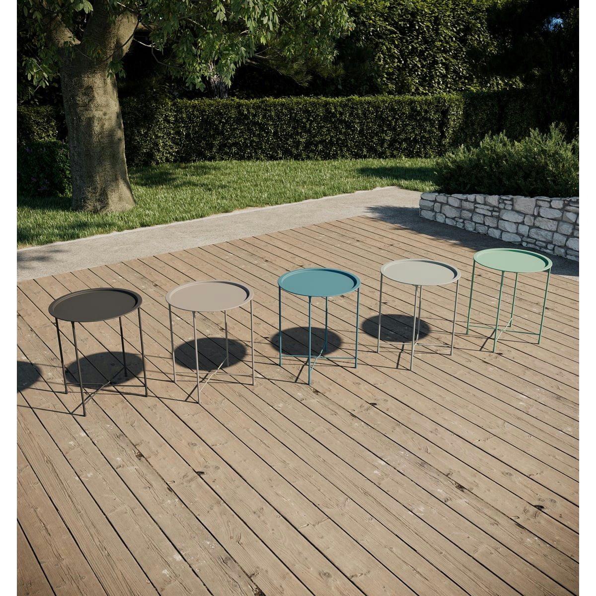 - Table d'appoint d'extérieur en acier crème