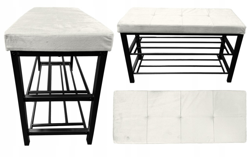 Ławka tapicerowana szafka na buty siedzisko loft 79 cm beż