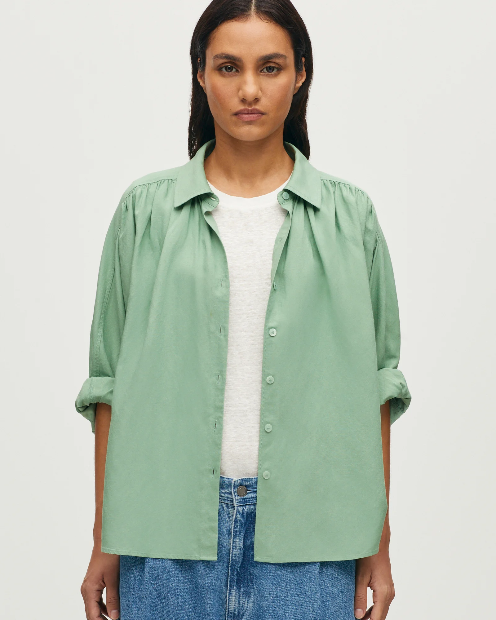 Chemise oversize en viscose et lin