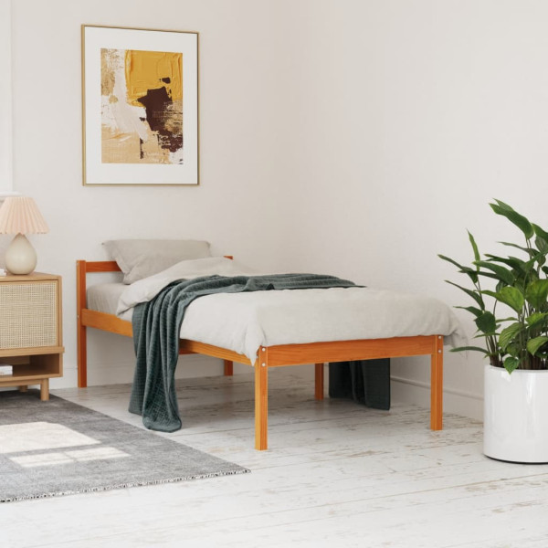 Łóżko dla seniora woskowy brąz 75x190 cm lite drewno sosnowe