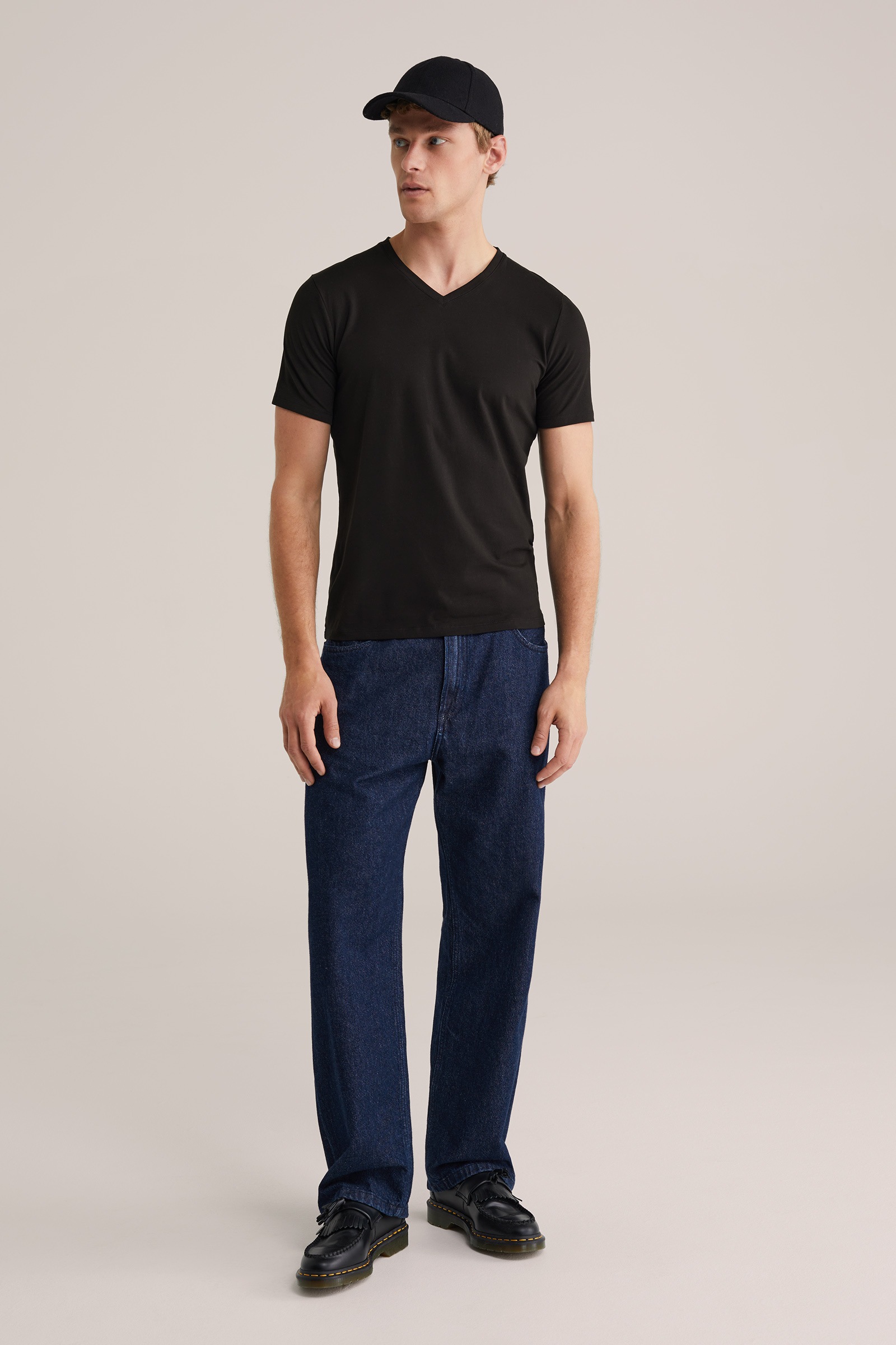 Heren Slim fit T-shirt met V-hals