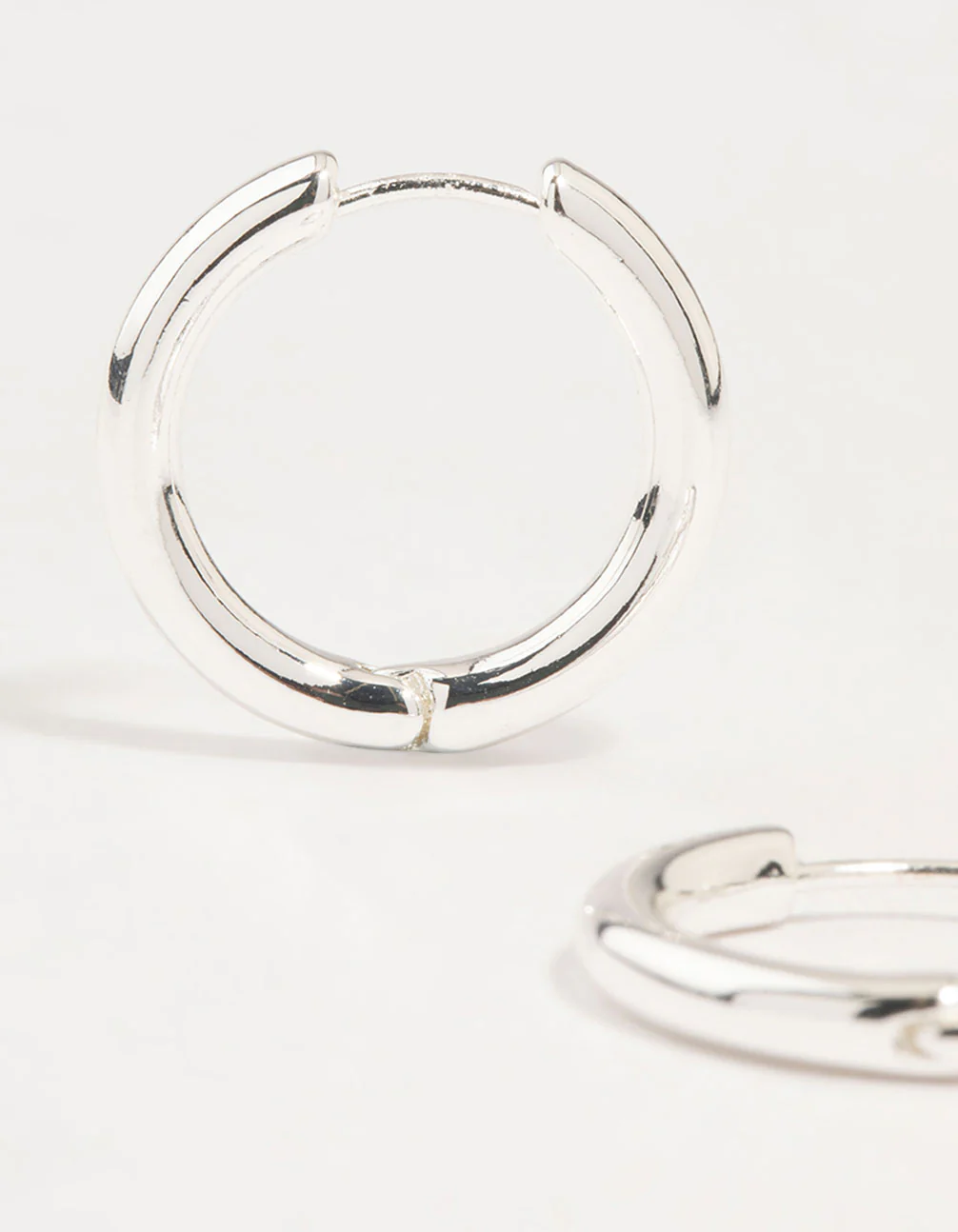 Silver Round Medium Huggie Earrings