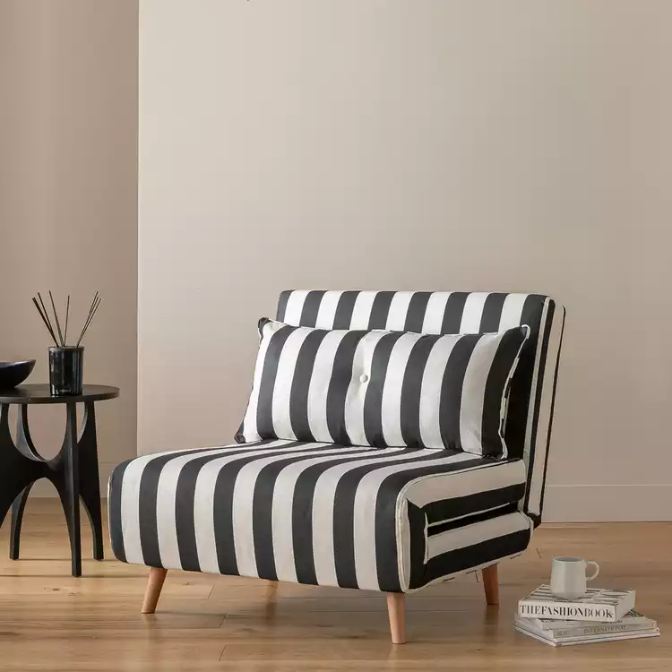 Habitat Roma Single Fabric Chairbed - Black & White