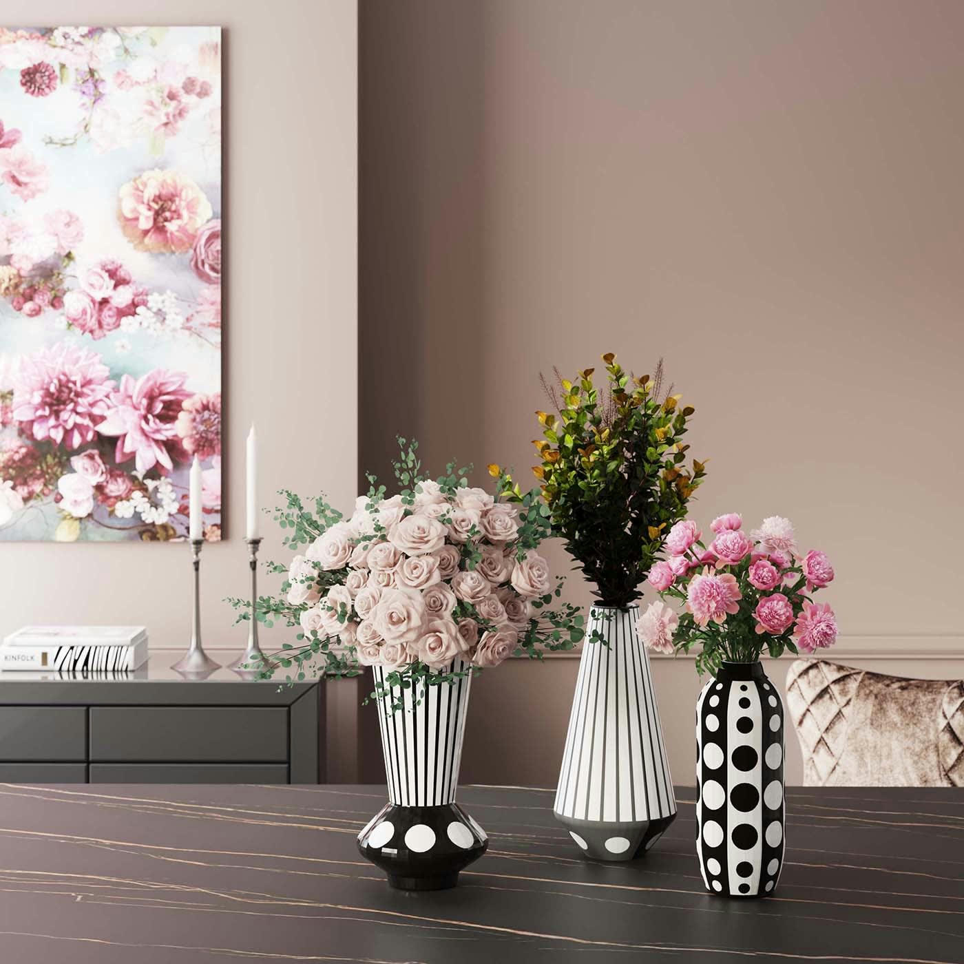 BRILLAR - Vase en verre noir et blanc H44