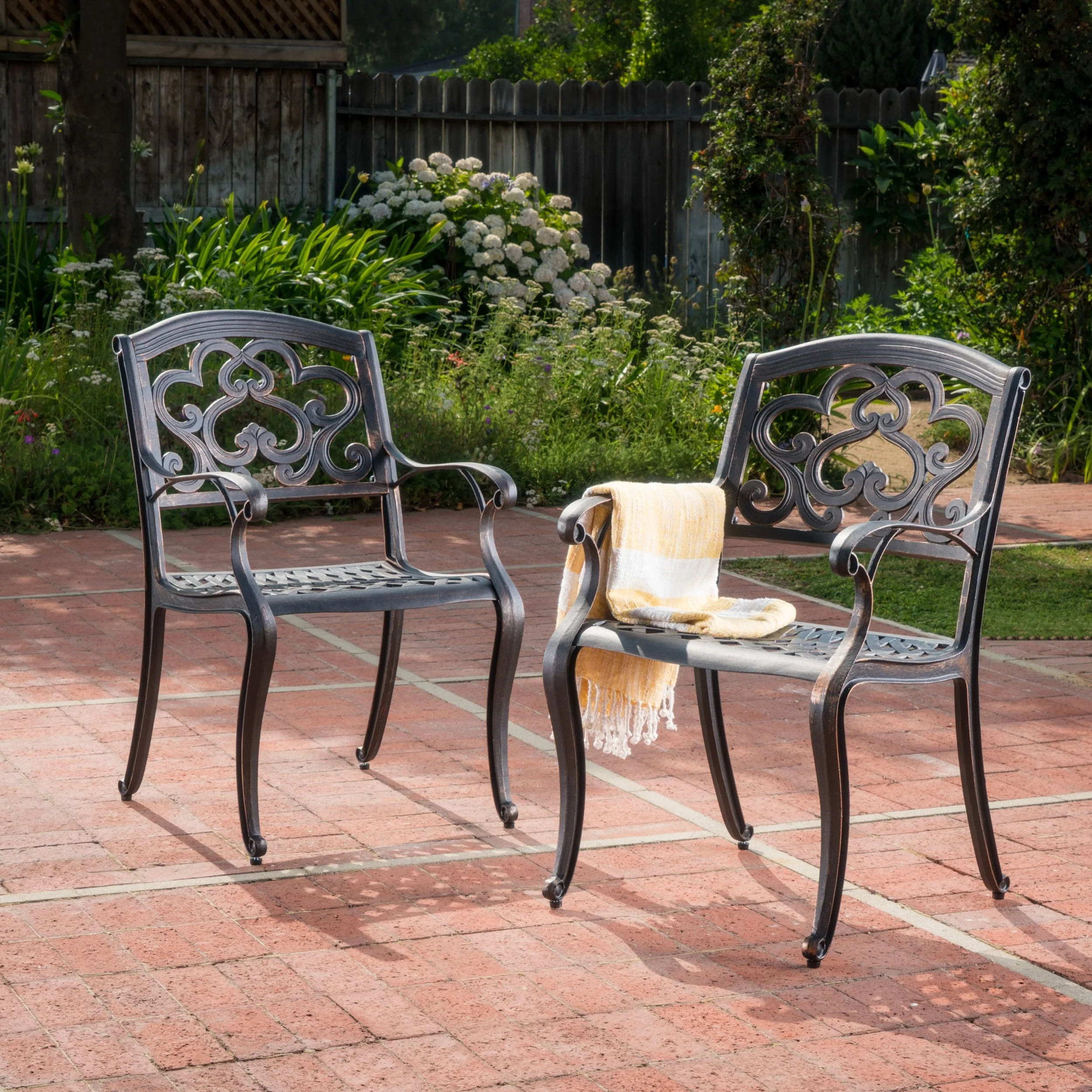 Abigal Outdoor Copper Cast Cast Aluminum Rustic Dining Collection by Christopher Knight Home - N/A