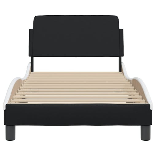 NNEVL Bed Frame with Headboard Black and White 90x190 cm Faux Leather