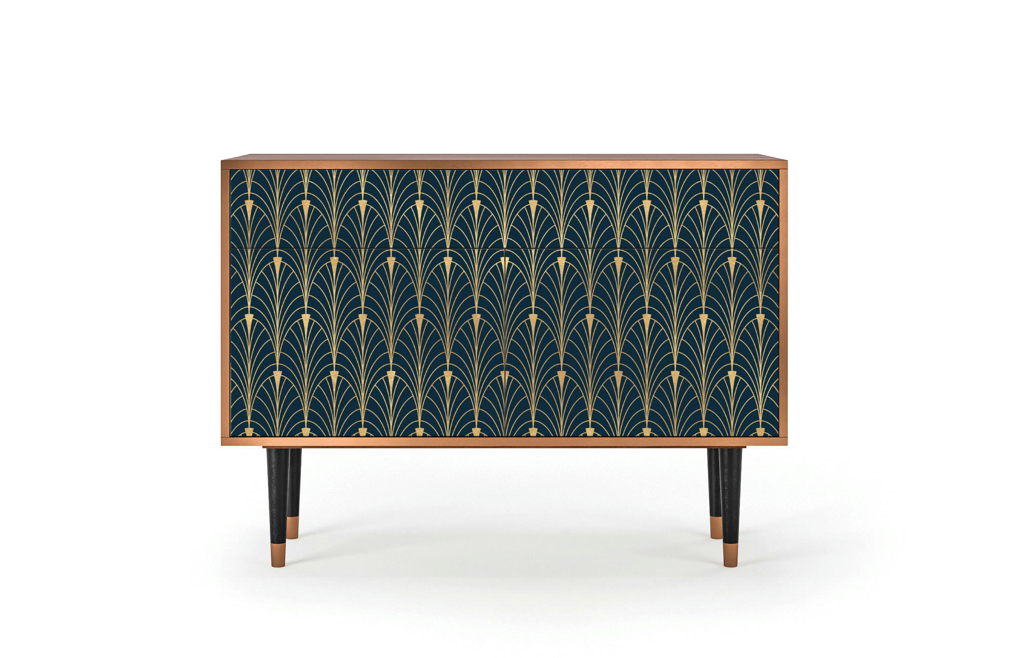 FLOWER OF THE NILE - Buffet  bleu et jaune 2 tiroirs et 2 portes L 115 cm