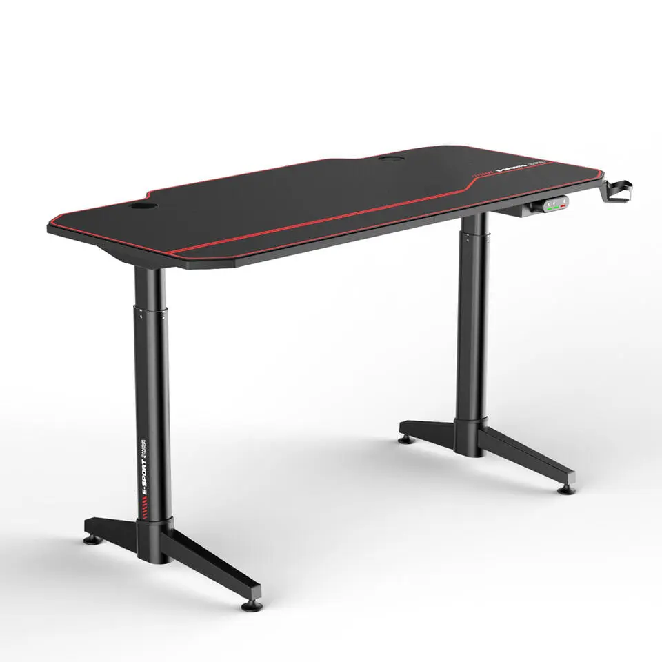 Gaming bureau zwart/rood - Elektrisch verstelbaar - 140x66 cm