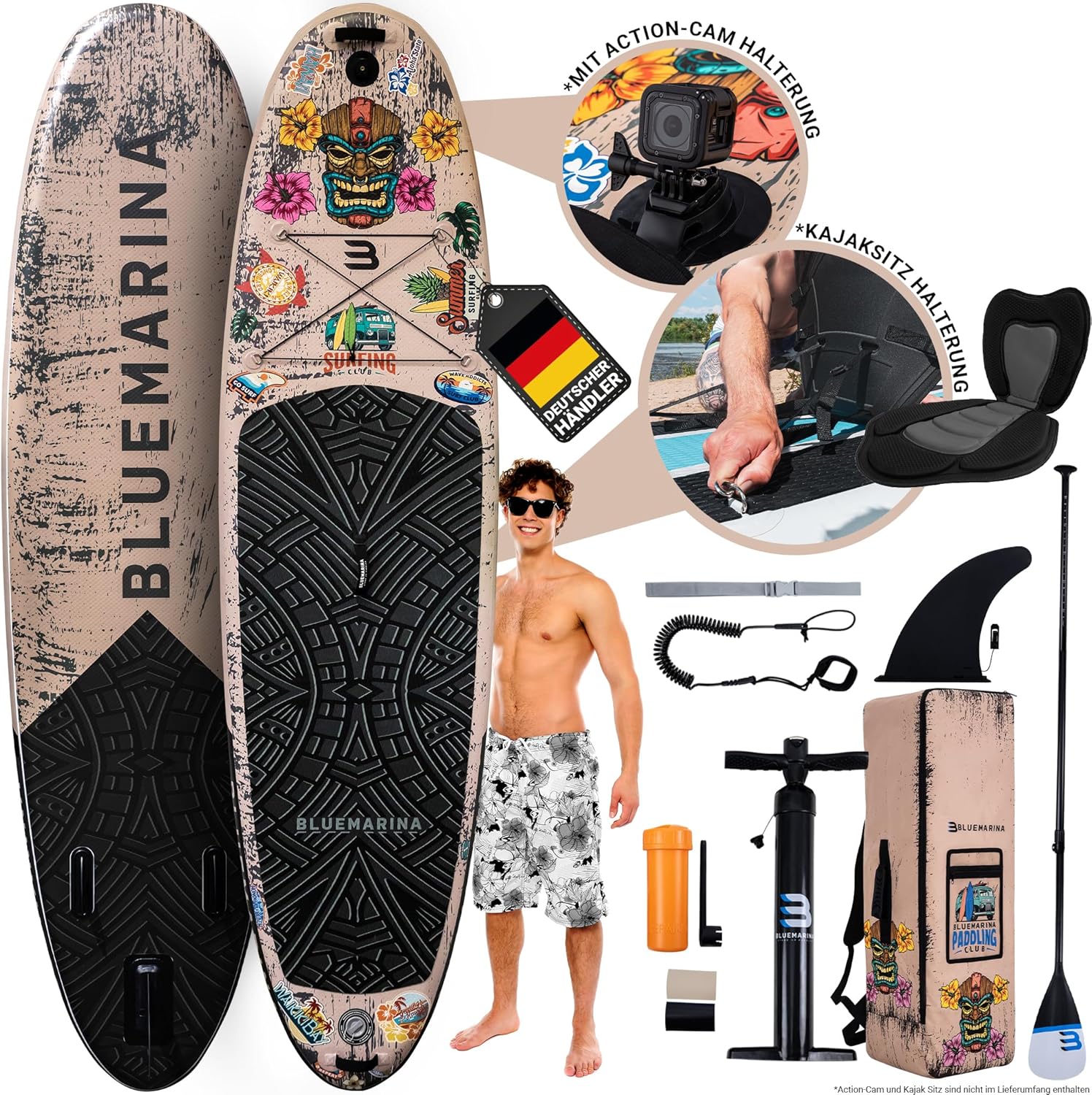 Bluemarina Stand Up Paddling Board Ariki | 𝟓 𝐉𝐀𝐇𝐑𝐄 𝐆𝐀𝐑𝐀𝐍𝐓𝐈𝐄 - SUP Board - Stand Up Paddle - Surfbrett | 325x86x15cm 140kg
