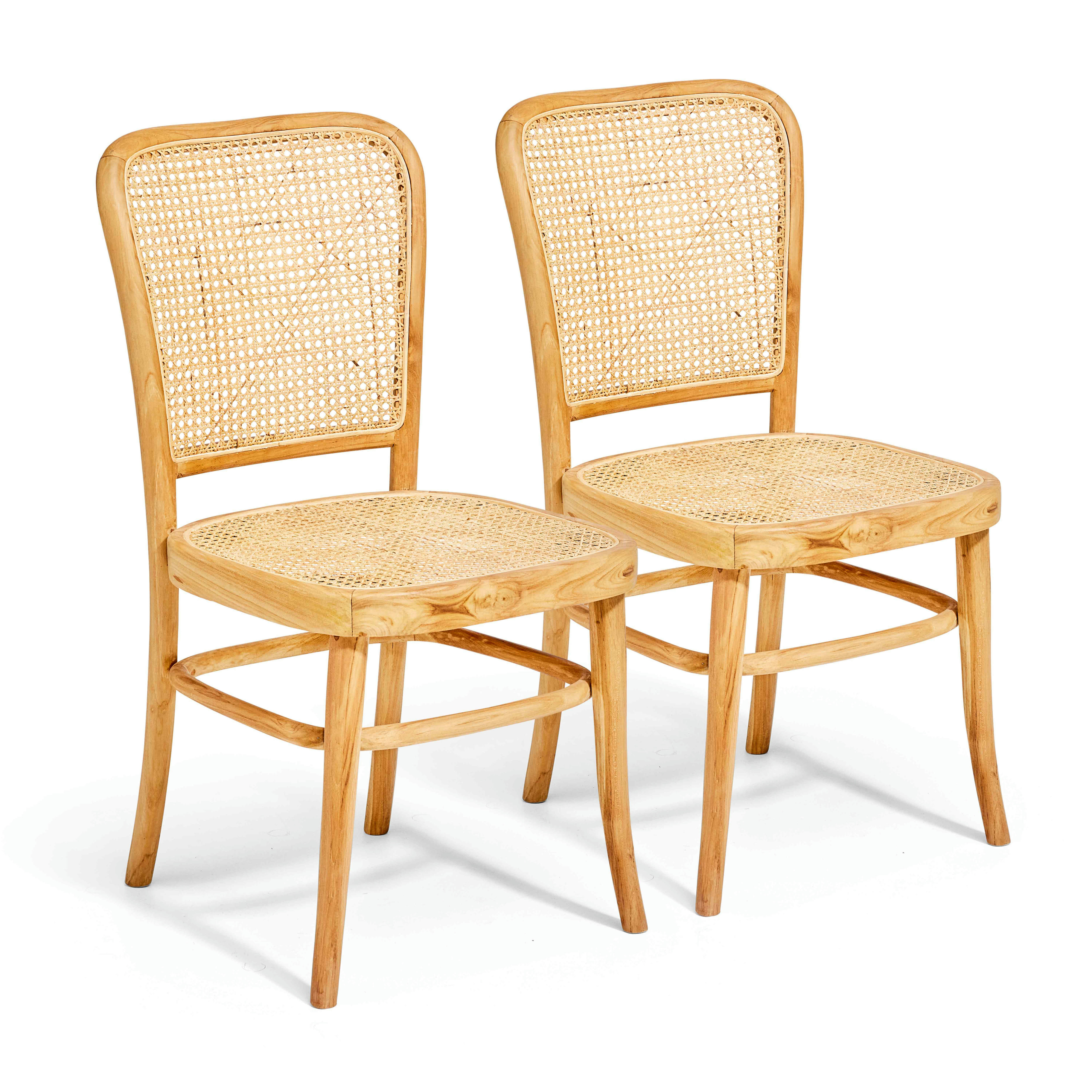 KARTA - Lot de 2 chaises en rotin naturel et teck massif