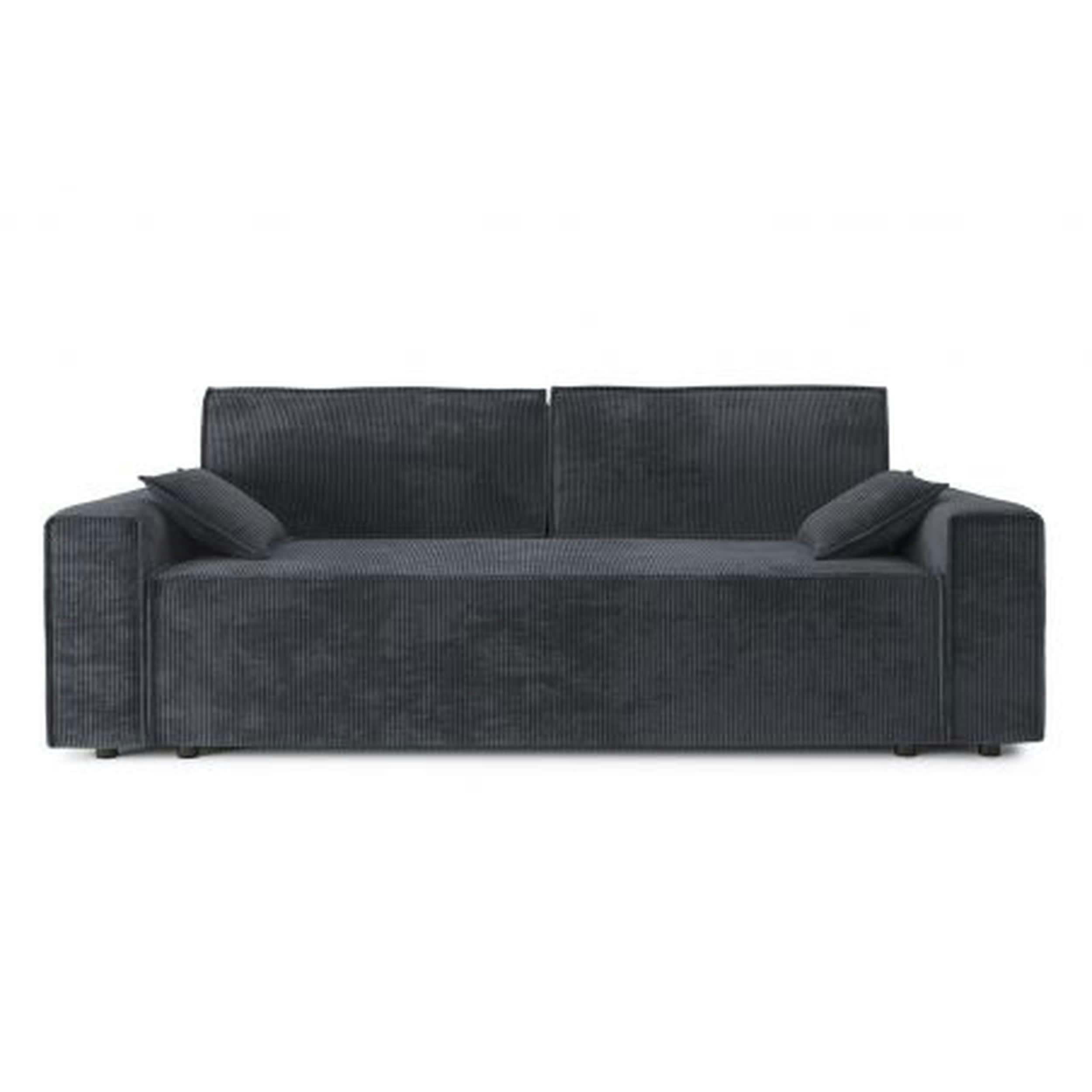 DURIF - Canapé droit convertible 3 places en velours côtelé gris anthracite