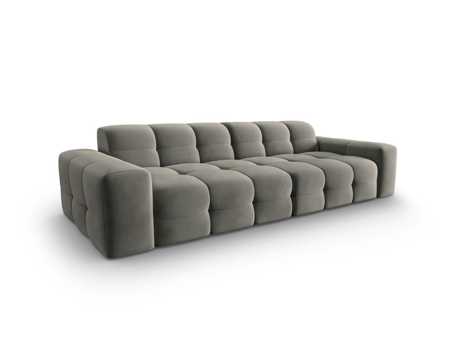 KENDAL - Canapé 4 places en tissu velours gris foncé