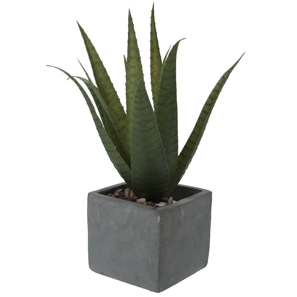 Plante artificielle aloé véra pot ciment collection Tropical