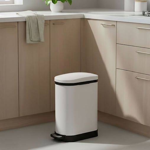 SOGA 4X Stainless Steel Foot Pedal Bin U Shape White 10L