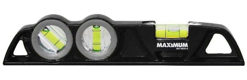 MAXIMUM Aluminum Magnetic Die Cast Torpedo Spirit Level, 9-in, Black