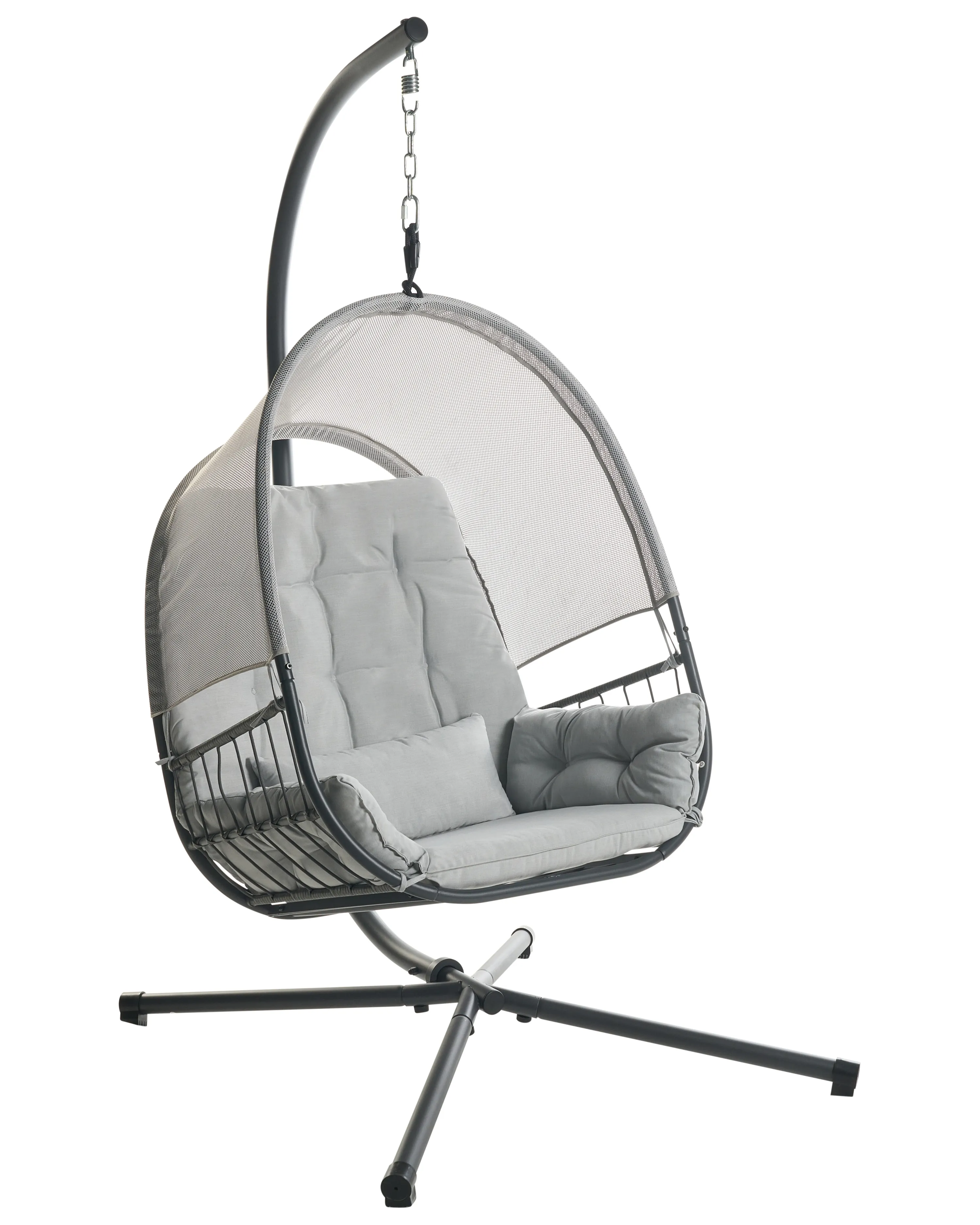 Hanging Chair with Stand ALVIANO Fabric Light Grey