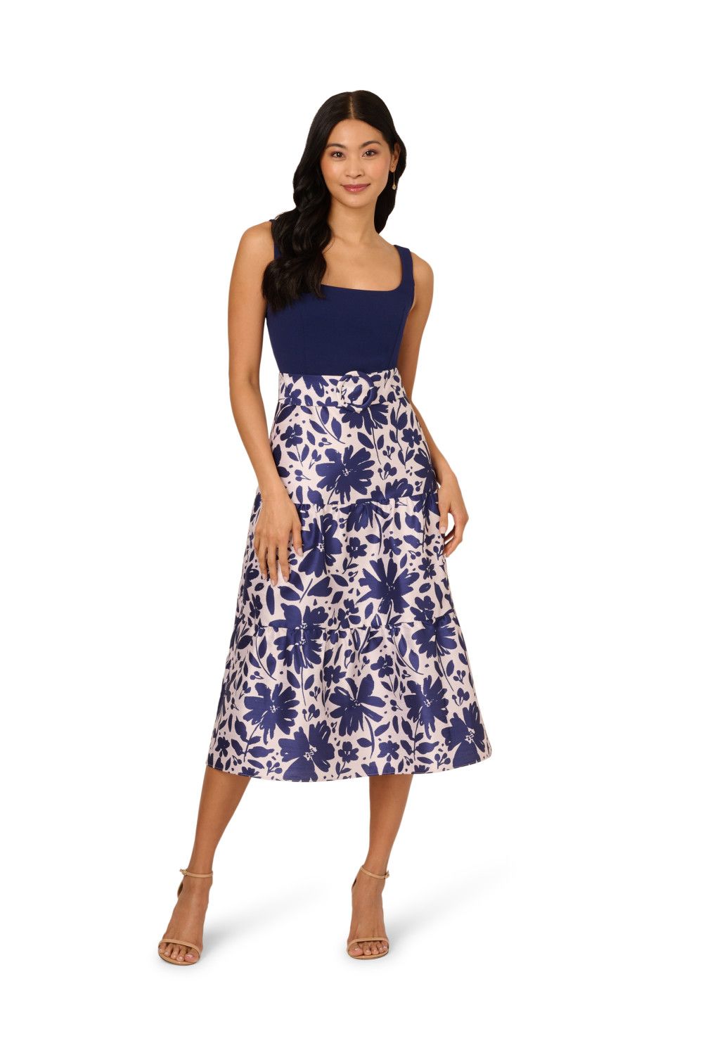 Adrianna Papell Combo Printed Ankle Dress