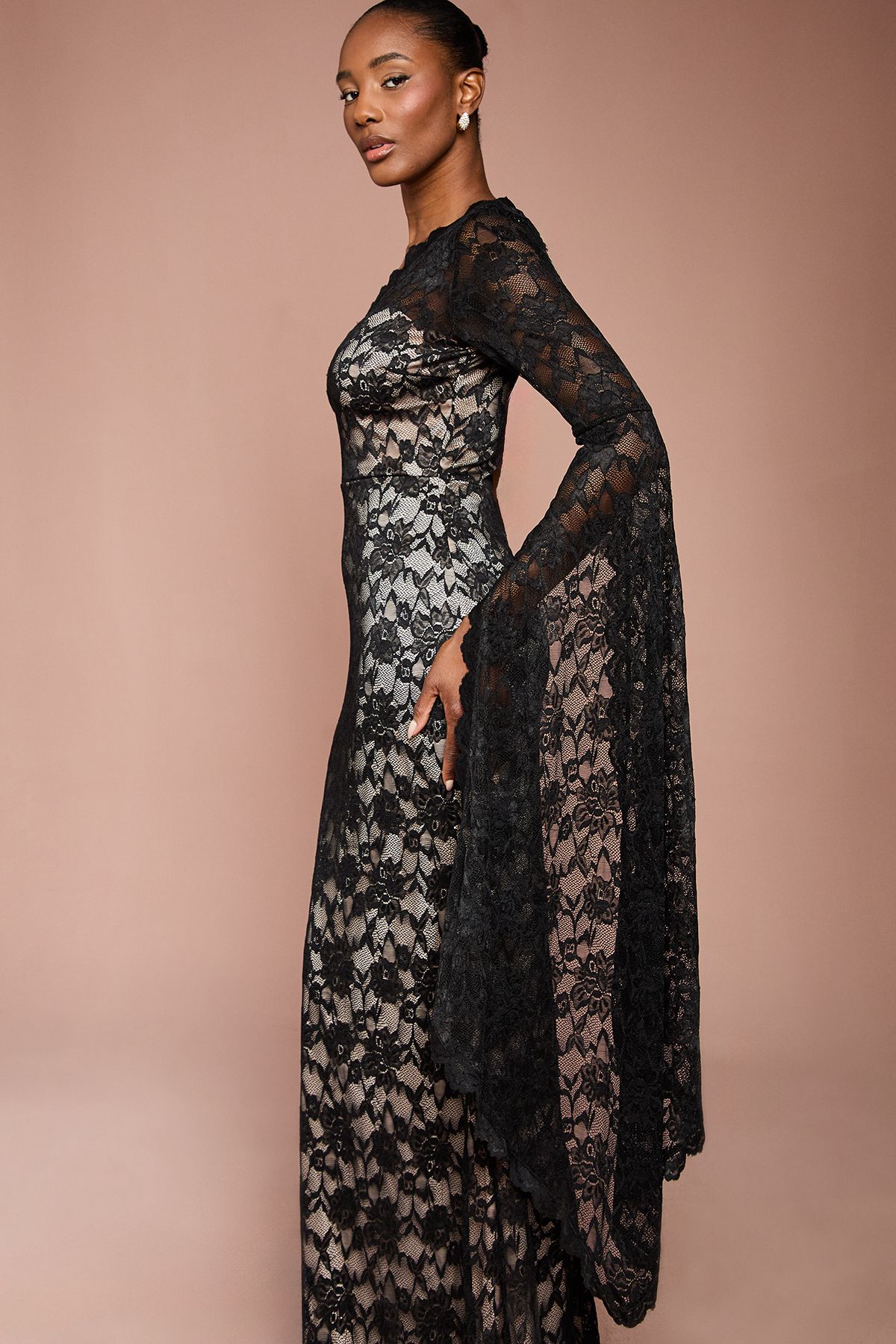 Coast One Shoulder Cap Detail Lace Maxi Dress