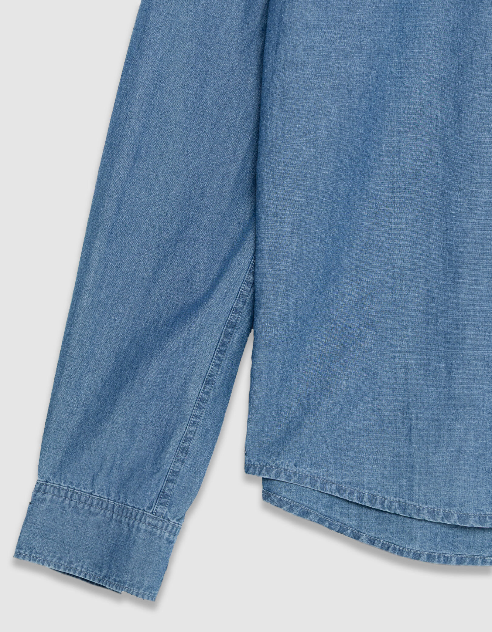 Chemise regular bleu chambray poche asymétrique Homme