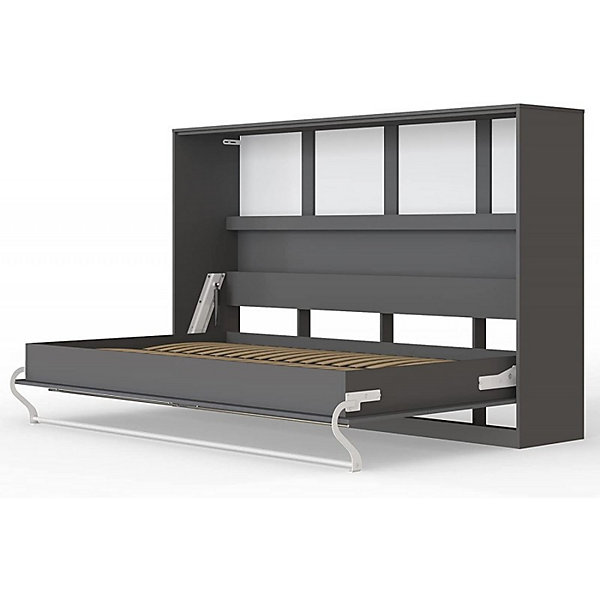 Armoire Lit escamotable 140x200cm Supérieur Horizontal Lit Mural Anthracite-Anthracite