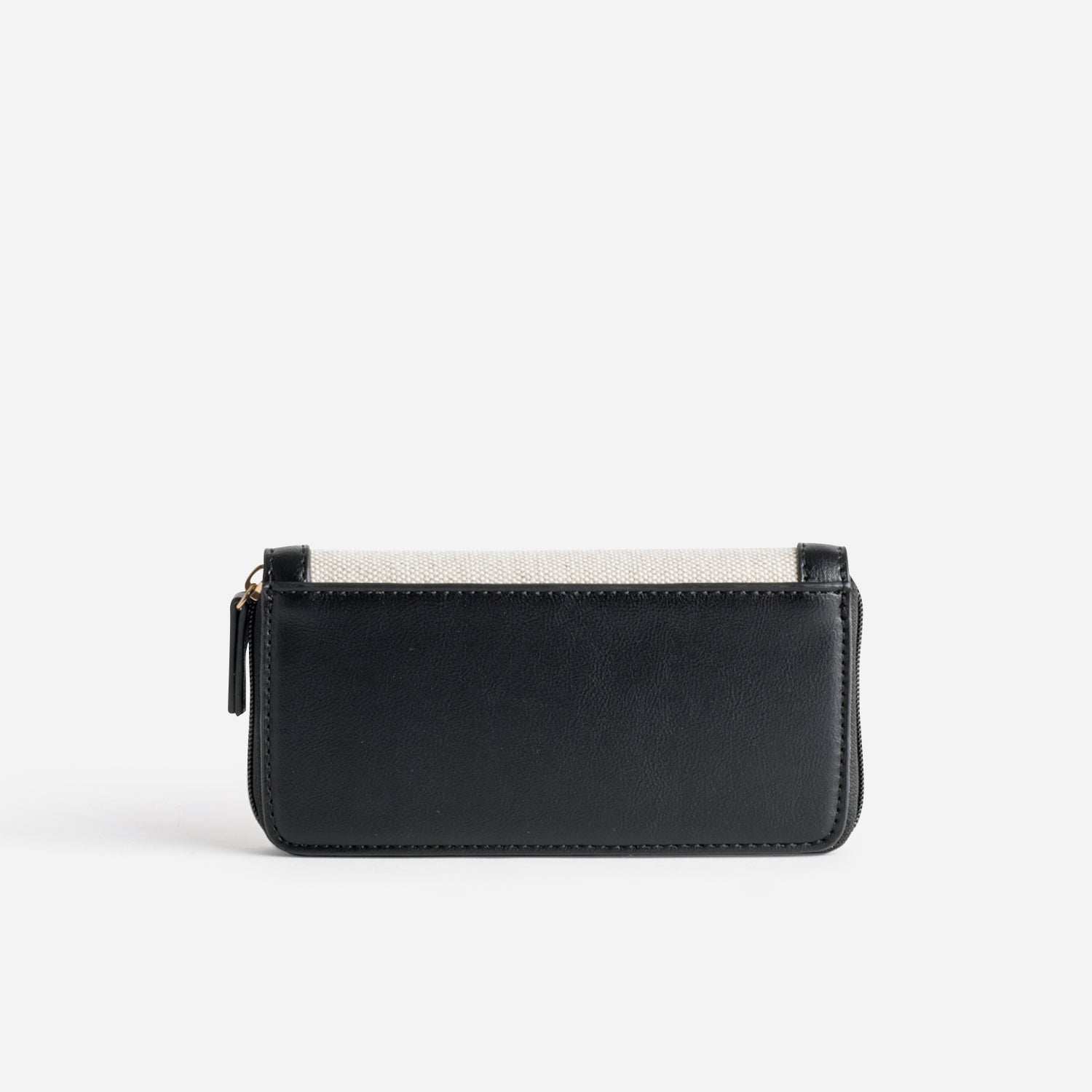 Portefeuille beige et noir bi-matière
