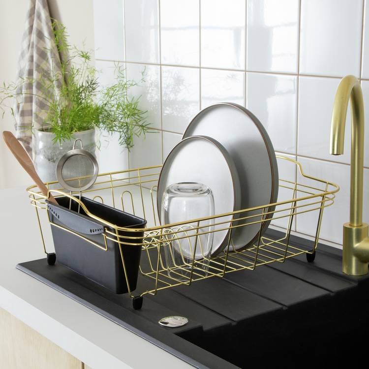 Habitat Large Wire Dish Drainer - Brass