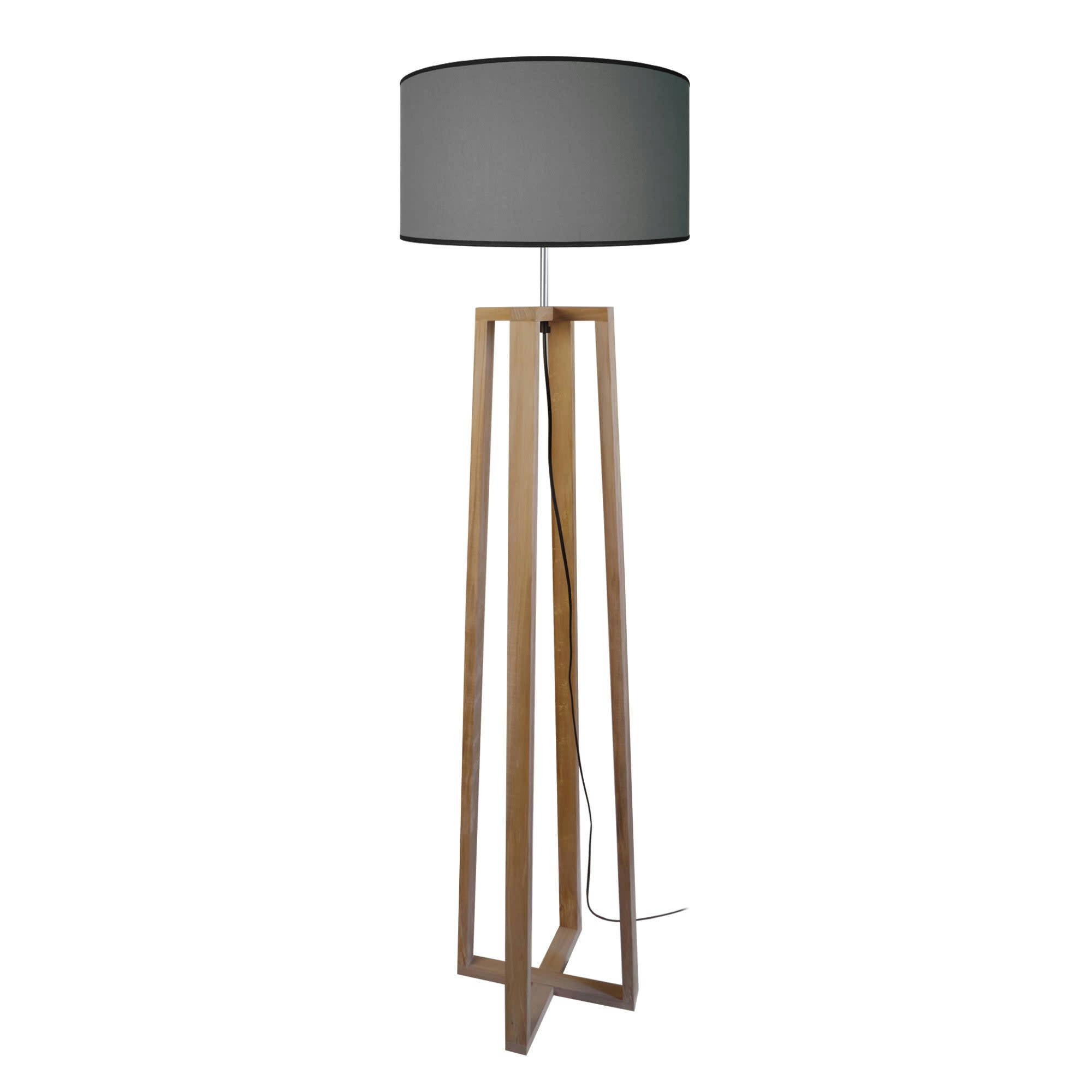 MANON - Lampadaire bois naturel et gris