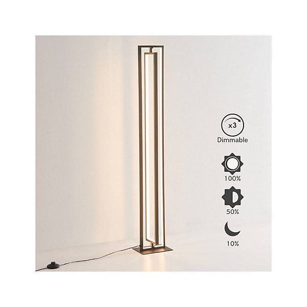 Lampadaire d'interieur noir rectangulaire LED dimmable - Otso