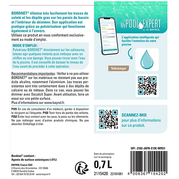 Dégraissant ligne d'eau pour piscine Bordnet Bayrol 0.7 L