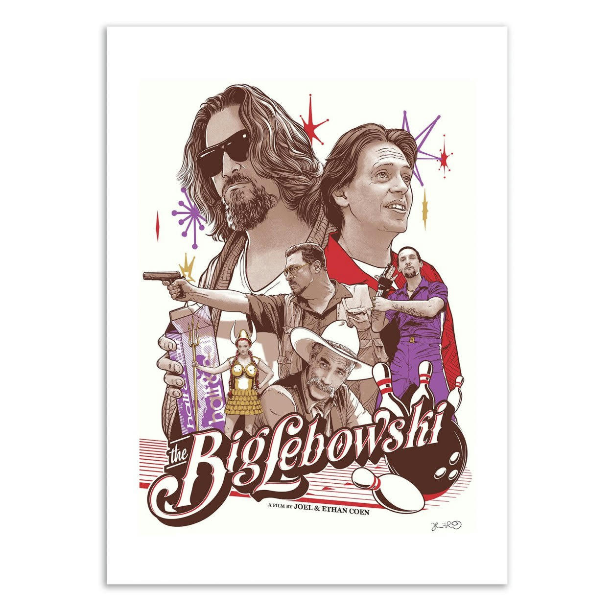 JOSHUA BUDICH - THE BIG LEBOWSKI -  Affiche d'art 50 x 70 cm