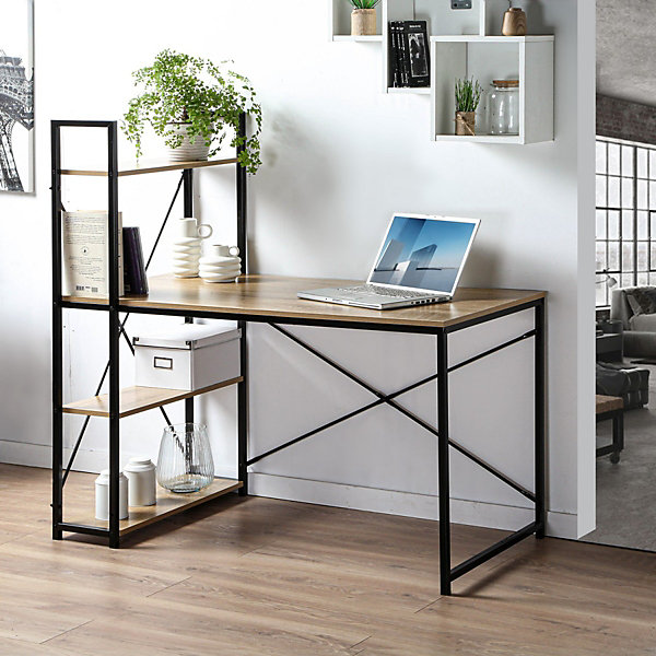 Bureau L120cm avec 4 étagères style industriel