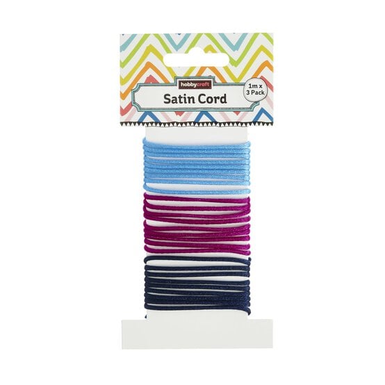 Blue and Purple Satin Cord 1m 3 Pack