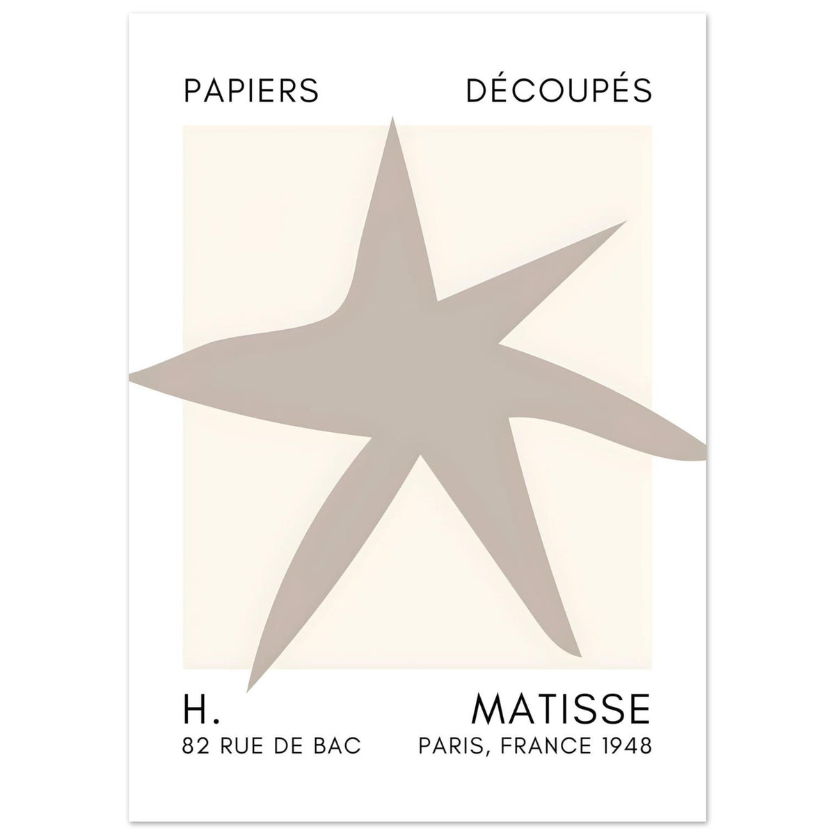 Artfulprints Poster Matisse – Star of the sea grey  - 50x70 cm - Grijs