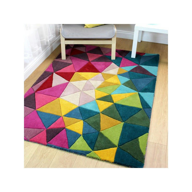 FR DESIGN - Tapis géométrique design en laine multicolore 120x170