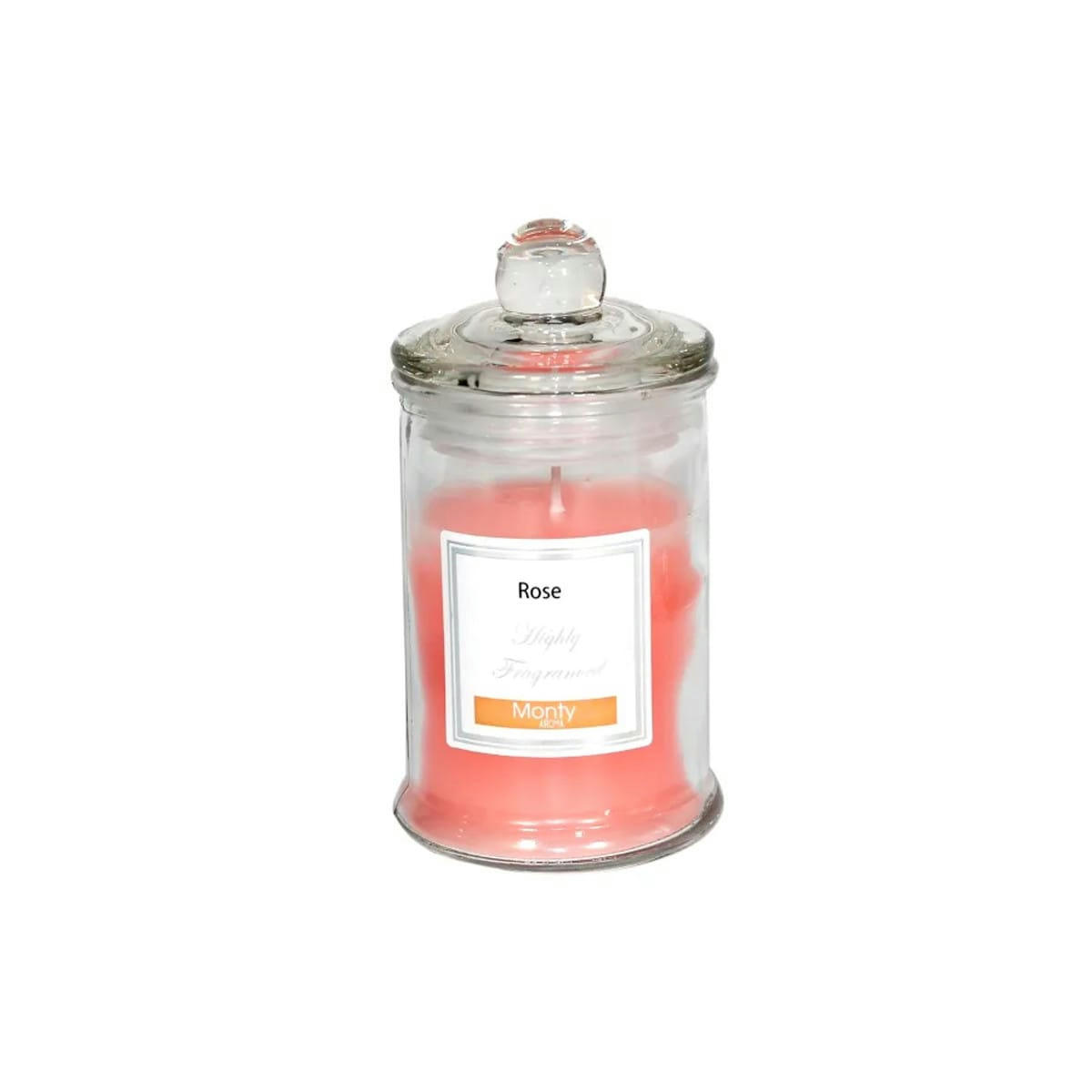 ROSE - Bougie parfumée dans pot en verre rose 6x11cm