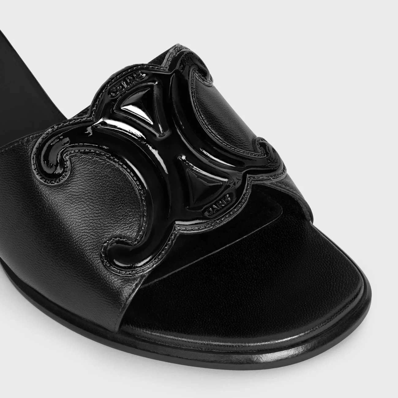 CELINE CLEMENCE MULE IN LAMBSKIN AND PATENT CALFSKIN