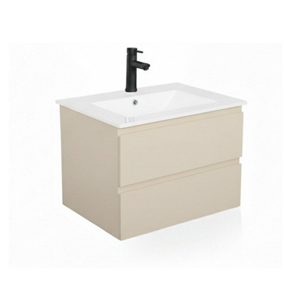 Ensemble simple vasque SORRENTO 60cm avec plan céramique et robinet noir