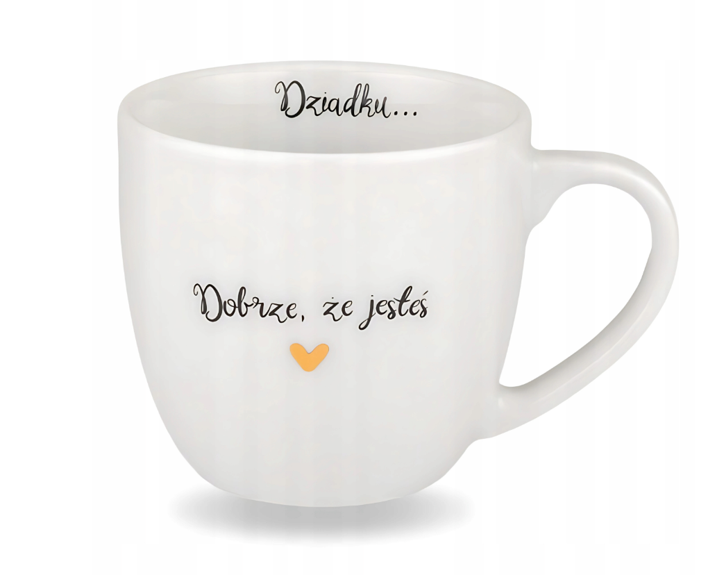 Biały Kubek Porcelanowy 300 ml -Dziadku Dobrze, Że Jesteś na Dzień Dziadka