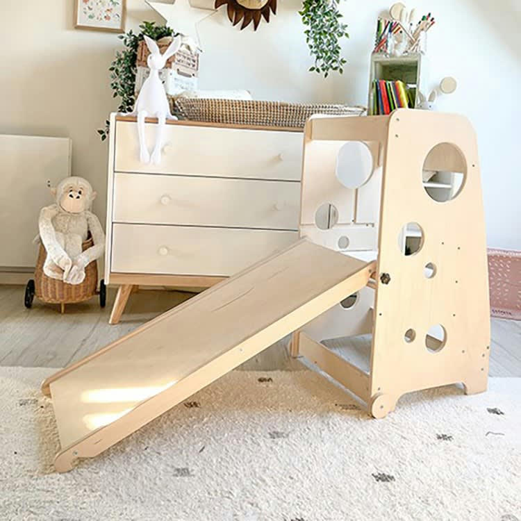 ARIA & TOBOGGAN - Tour d'observation Montessori enfant effet bois naturel 85x45x44 cm