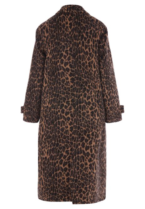 Womens Brown Leopard Print Dad Coat